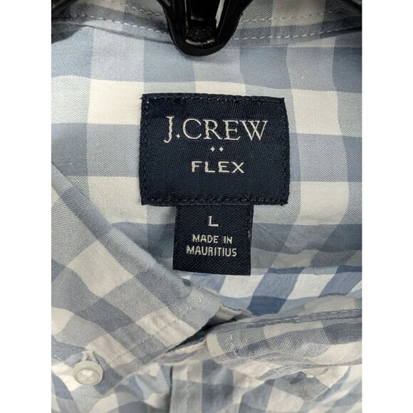 J. Crew Flex Blue & White Gingham Check Button-Down Shirt Size L - Picture 6 of 7